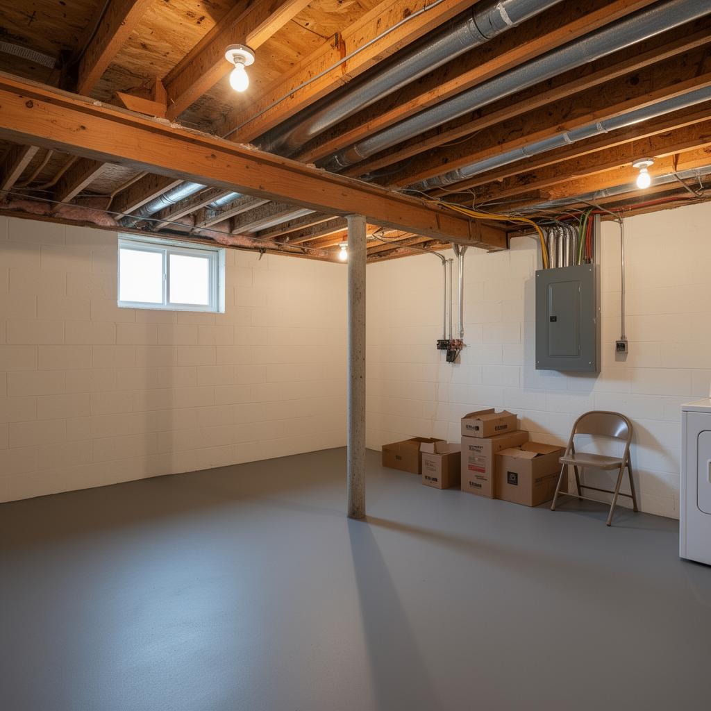 Unfinished Basement before AI redesign