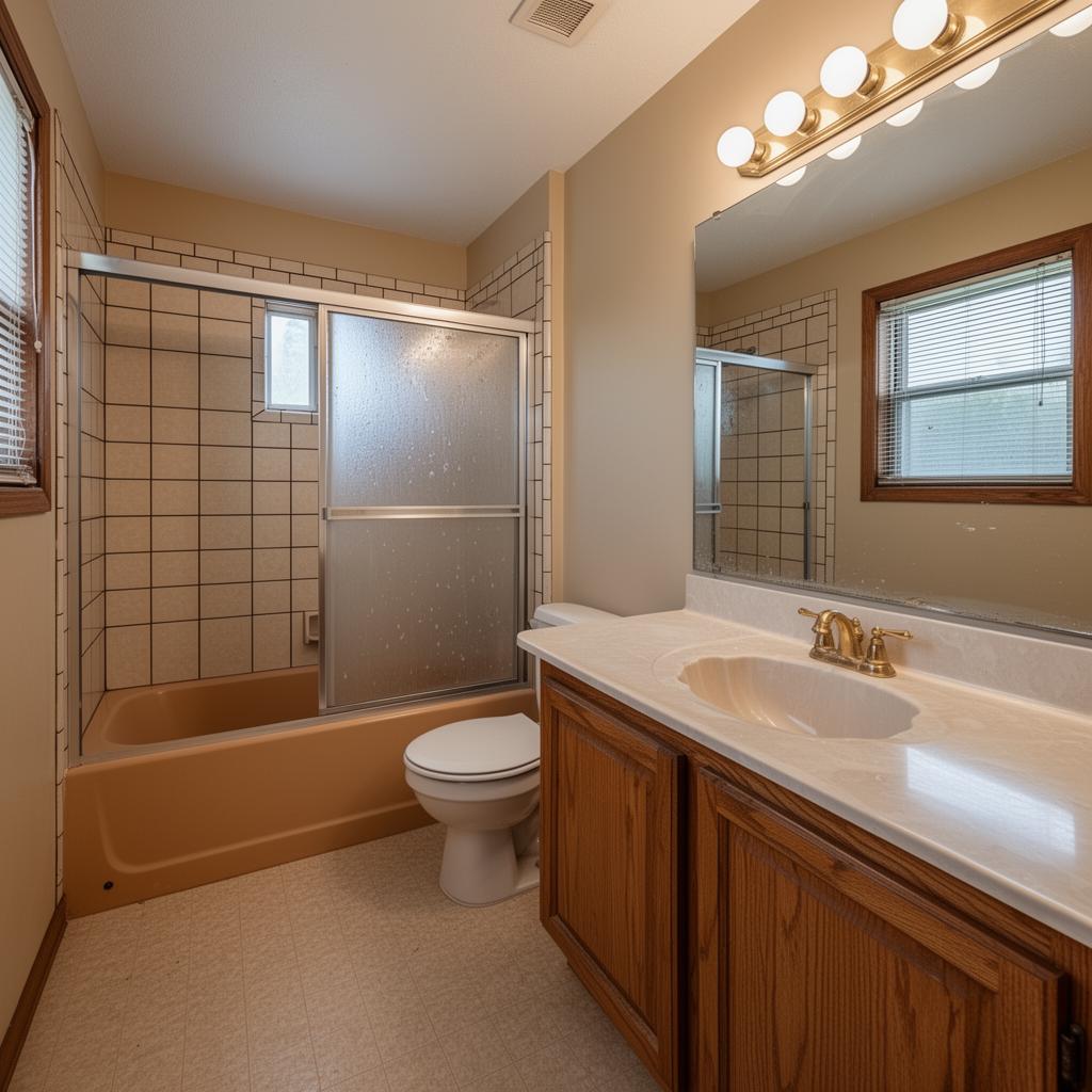 Builder-Grade Bathroom before AI redesign